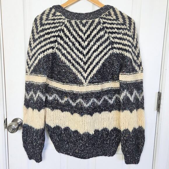 Vintage Mohair Blend Sweater Confetti Chevron Stripe Made In Italy Size Medium - Picture 2 of 10